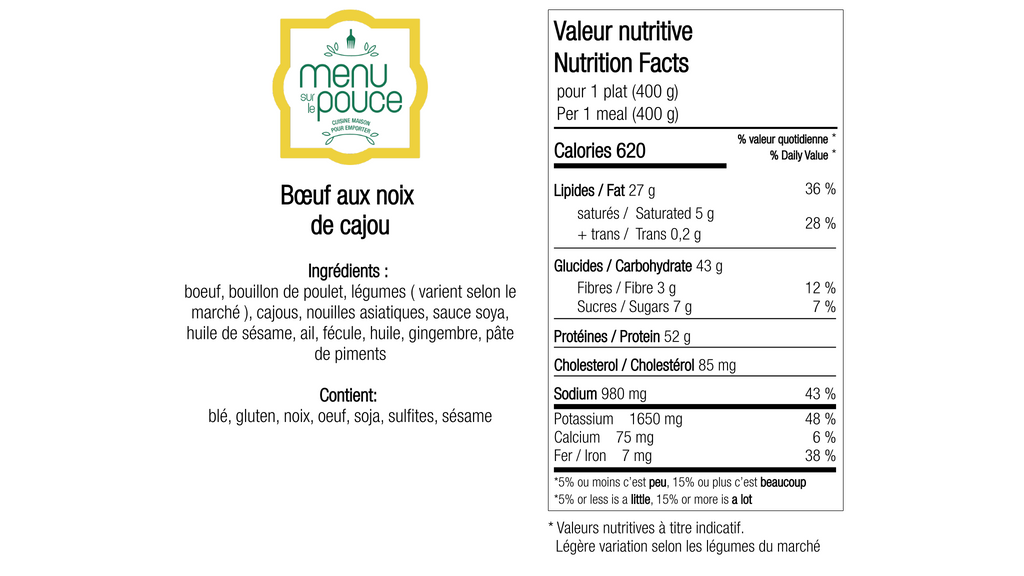 Bœuf aux noix de cajou - 400g