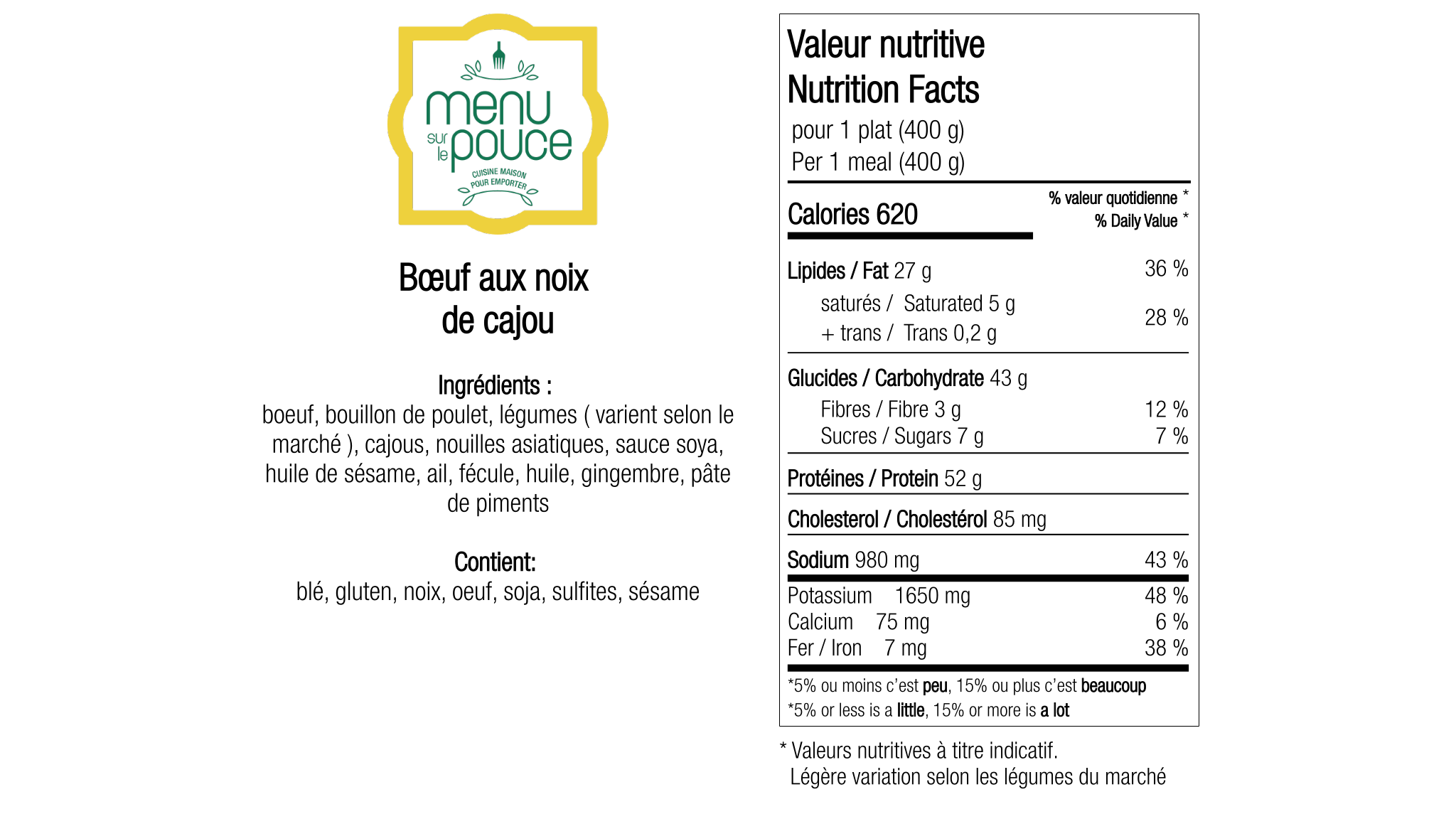 Bœuf aux noix de cajou - 400g