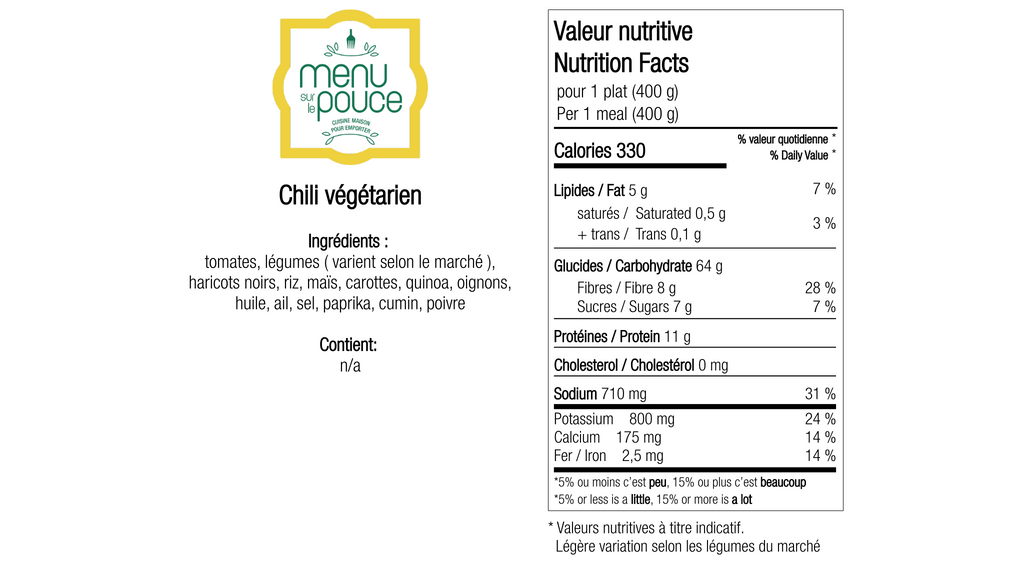 Chili végétarien - 400g