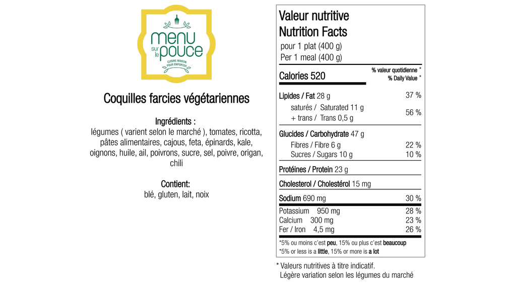Coquilles farcies végétariennes - 400g