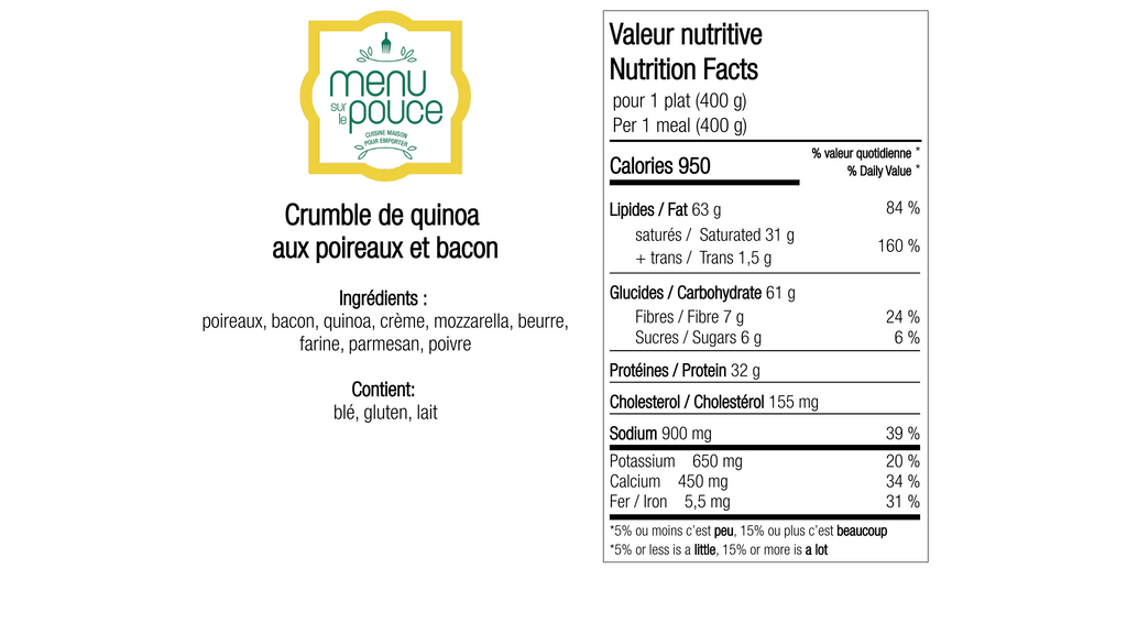 Crumble de quinoa aux poireaux et bacon - 400g
