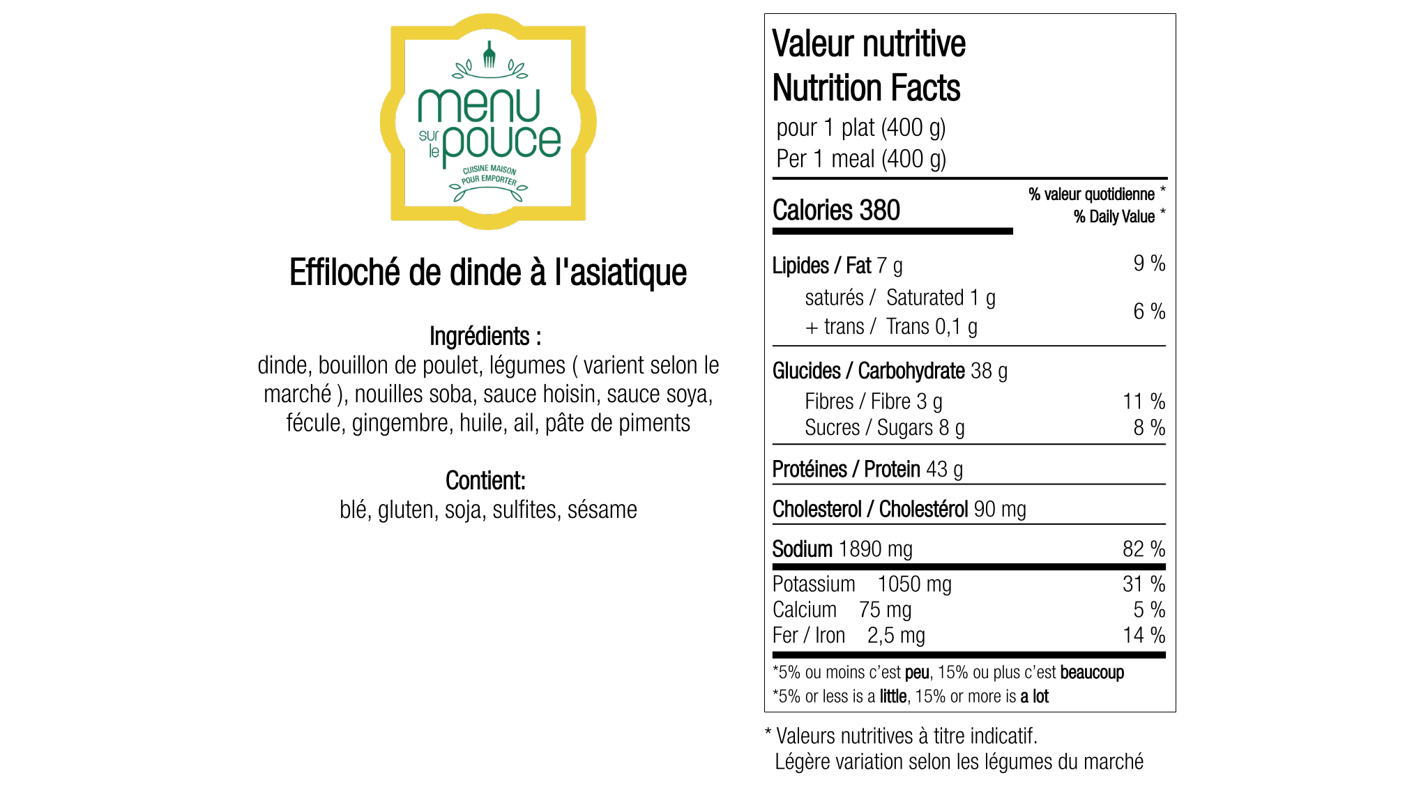 Effiloché de dinde à l'asiatique - 400g