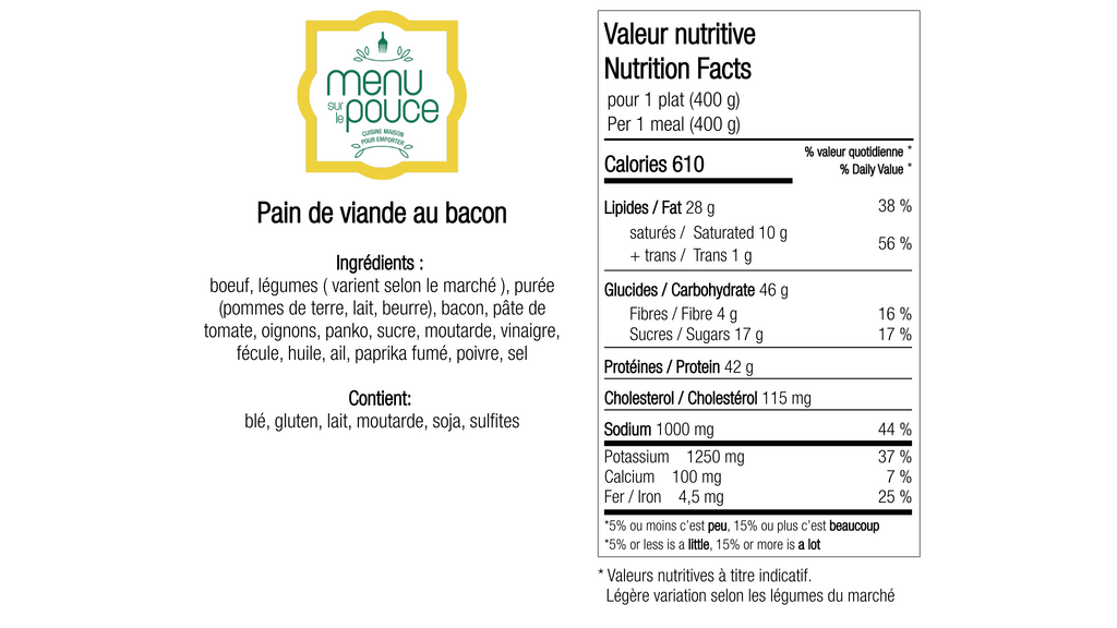 Pain de viande au bacon - 400g