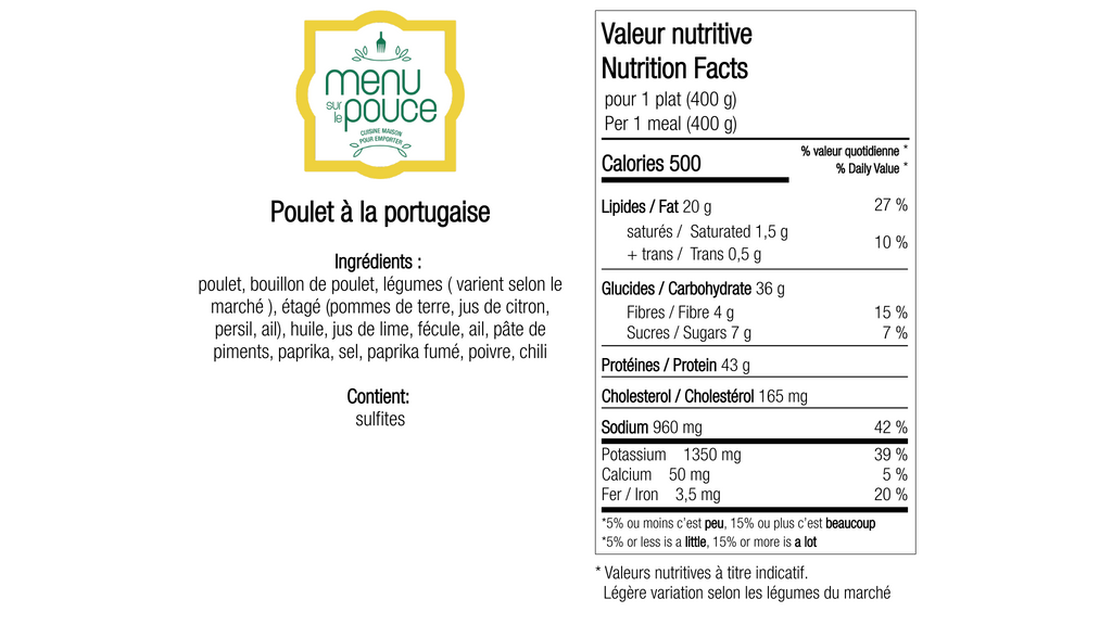 Poulet à la portugaise - 400g
