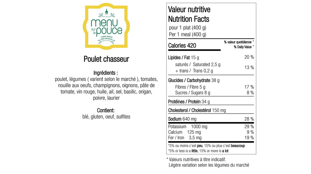 Poulet chasseur - 400g