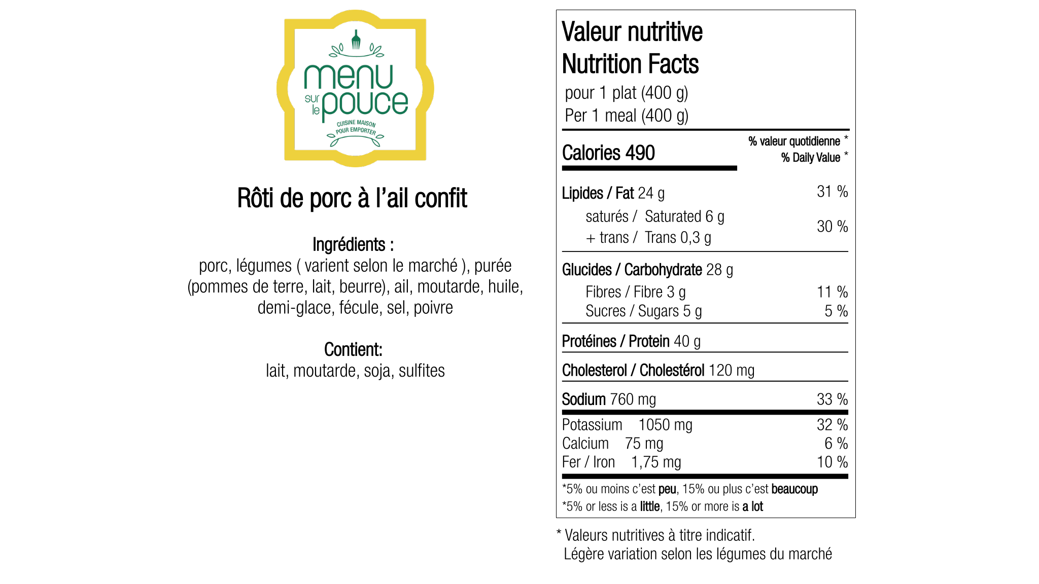 Rôti de porc à l'ail confit - 400g